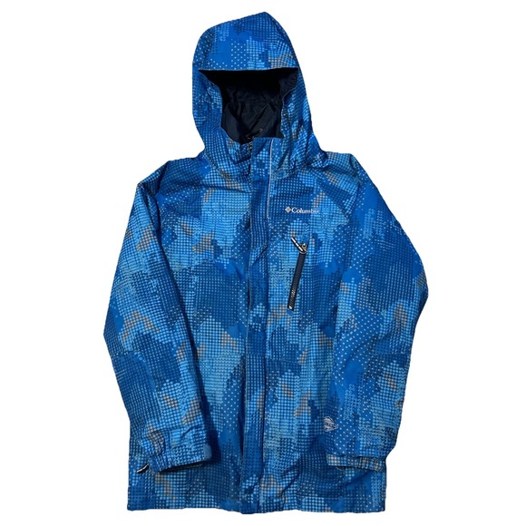 Columbia Boys Size M 3-in-1 Interchange Blue Camo Winter Coat Ski Waterproof - Picture 1 of 16